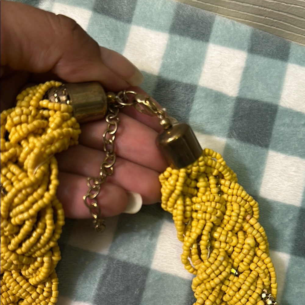 Yellow Beaded Statement Necklace - Picture 6 of 6
